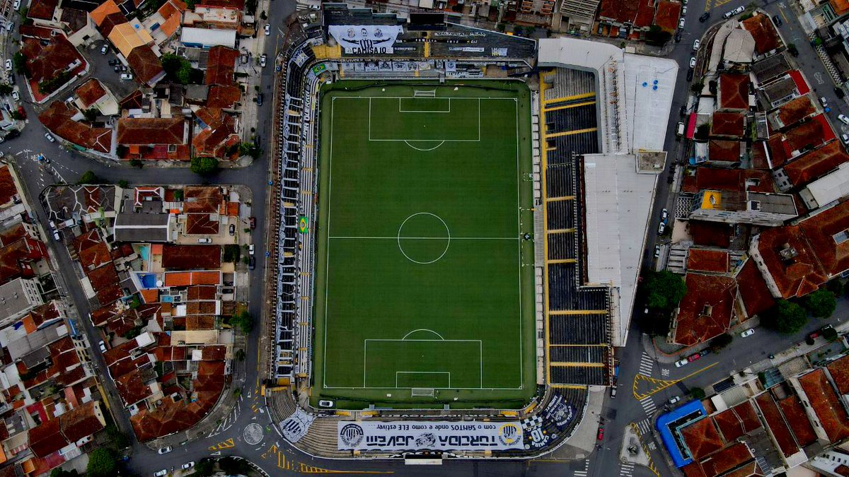 Vista aérea da Vila Belmiro, em Santos