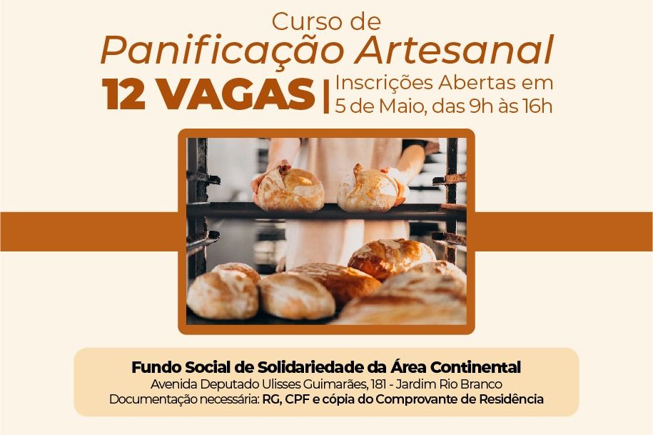 Fundo Social de São Vicente abre inscrições para curso de Panificação Artesanal
