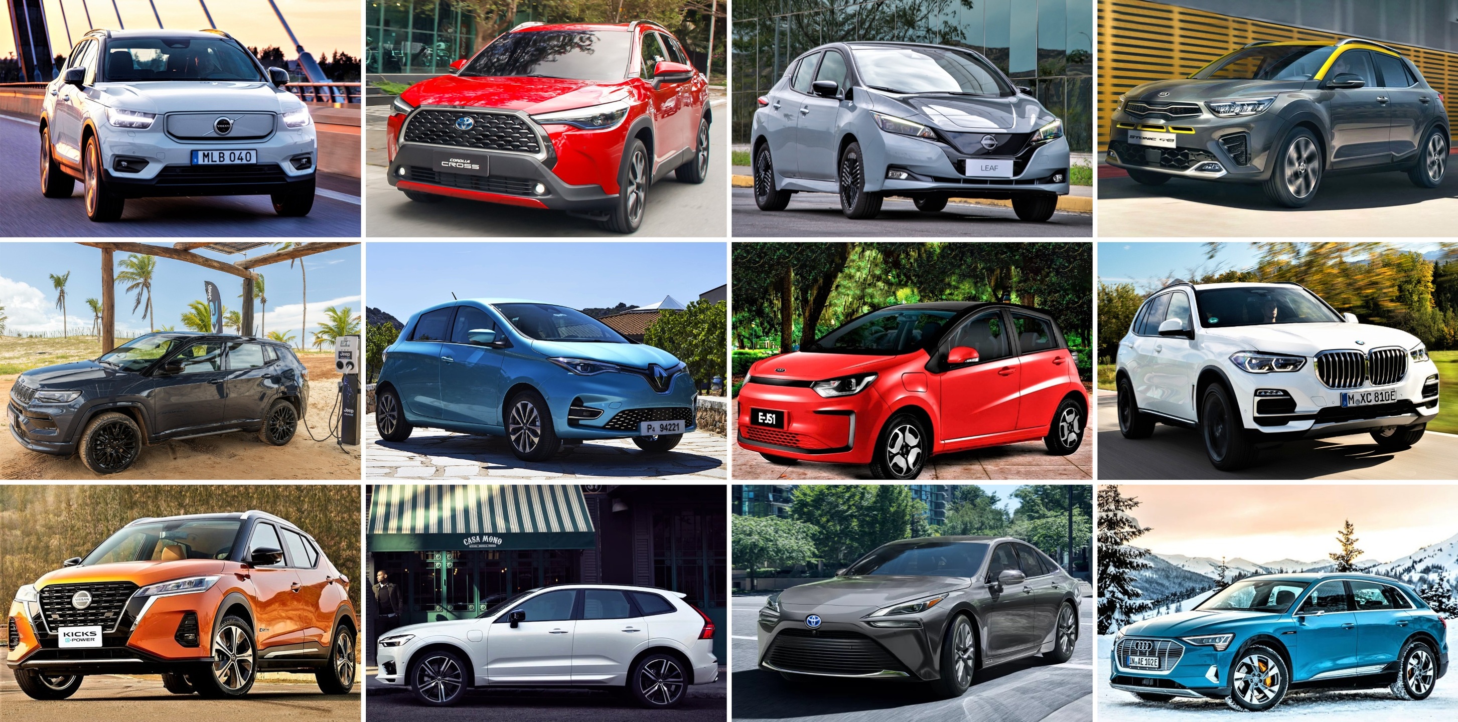 Tanto os carros 100% elétricos quanto os vários tipos de híbridos são considerados veículos