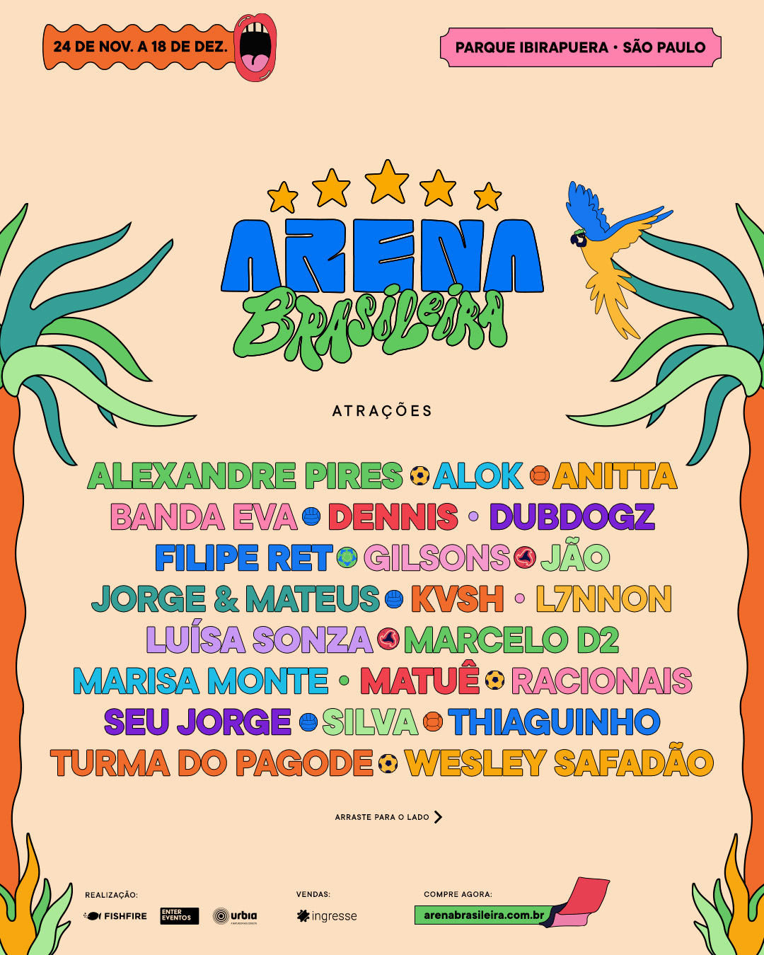 Line-up do festival Arena Brasileira.