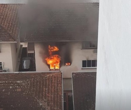 Incêndio atinge prédio residencial próximo ao Canal 4, em Santos