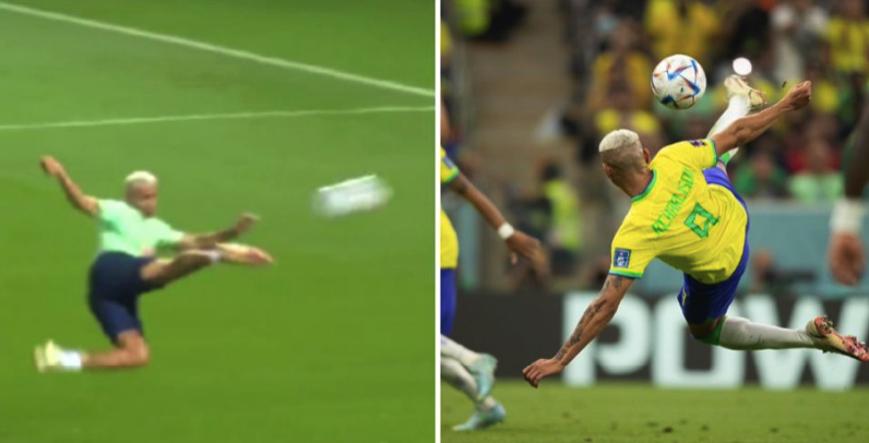 Este tipo de lance é chamado de voleio e foi muito treinado por Richarlison