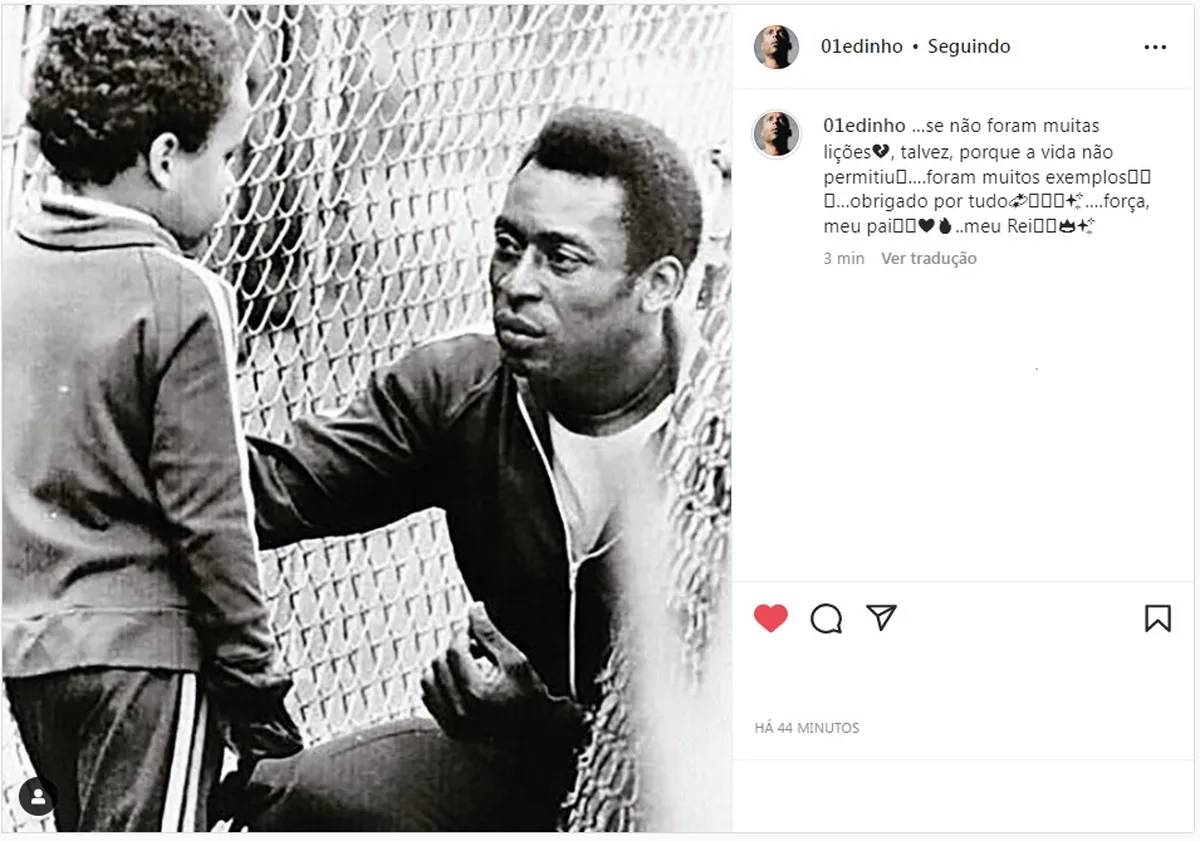 Pelé ganhou uma homenagem do filho Edinho