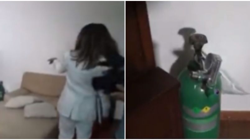 O cilindro de oxigênio teria sido deixado pelos antigos moradores, Jair e Michelle Bolsonaro