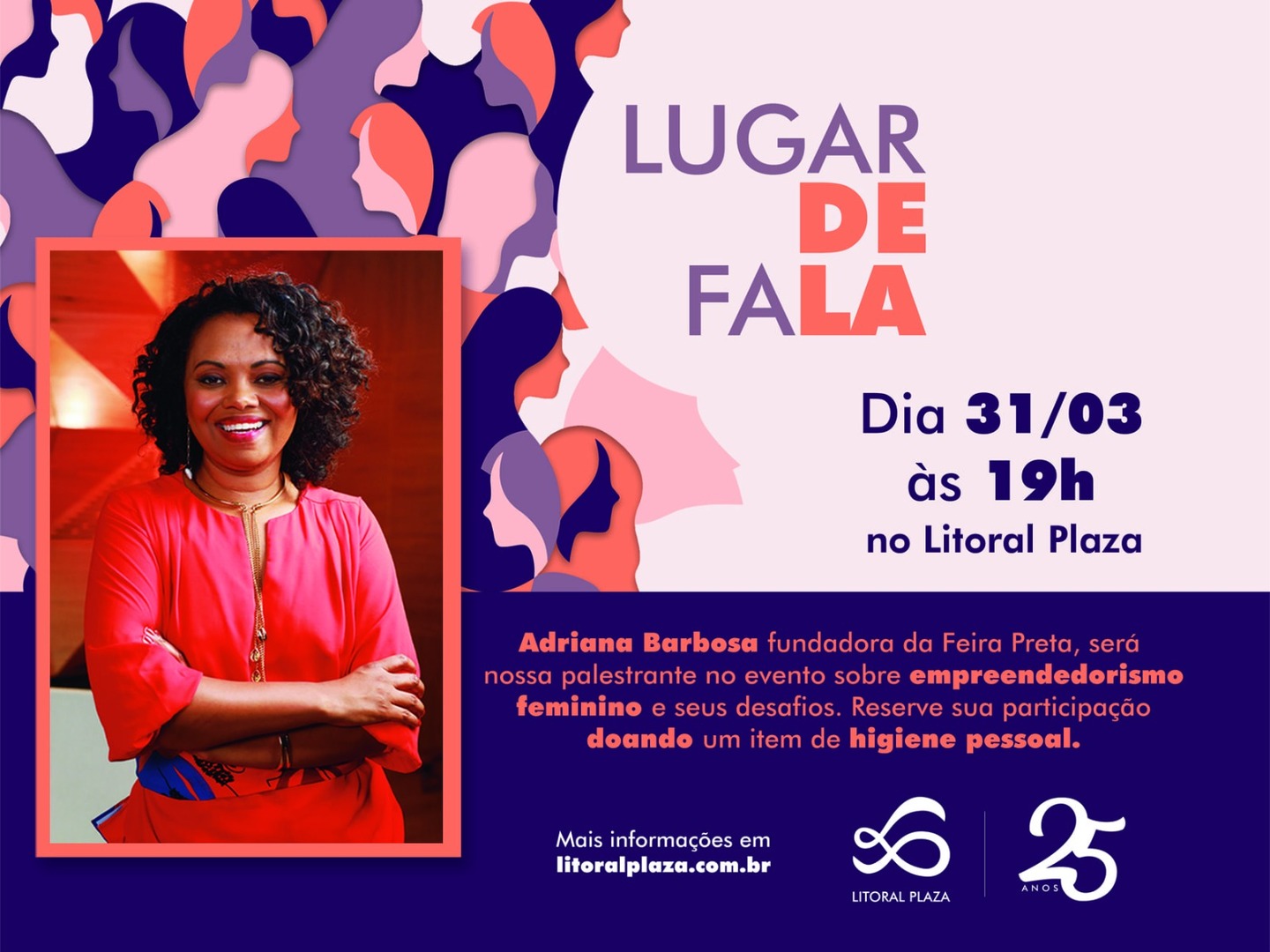 Adriana Barbosa participa do evento 'Lugar DE faLA', neste sábado, às 19h