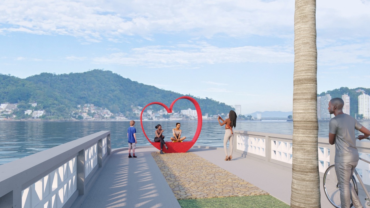 Como parte da Nova Orla do Gonzaguinha, que está sendo toda reformada, o Píer dos Apaixonados está ficando de cara nova