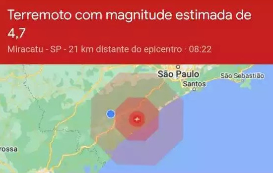 Terremoto foi sentido em várias Cidades da Região e moradores relataram momentos de tensão