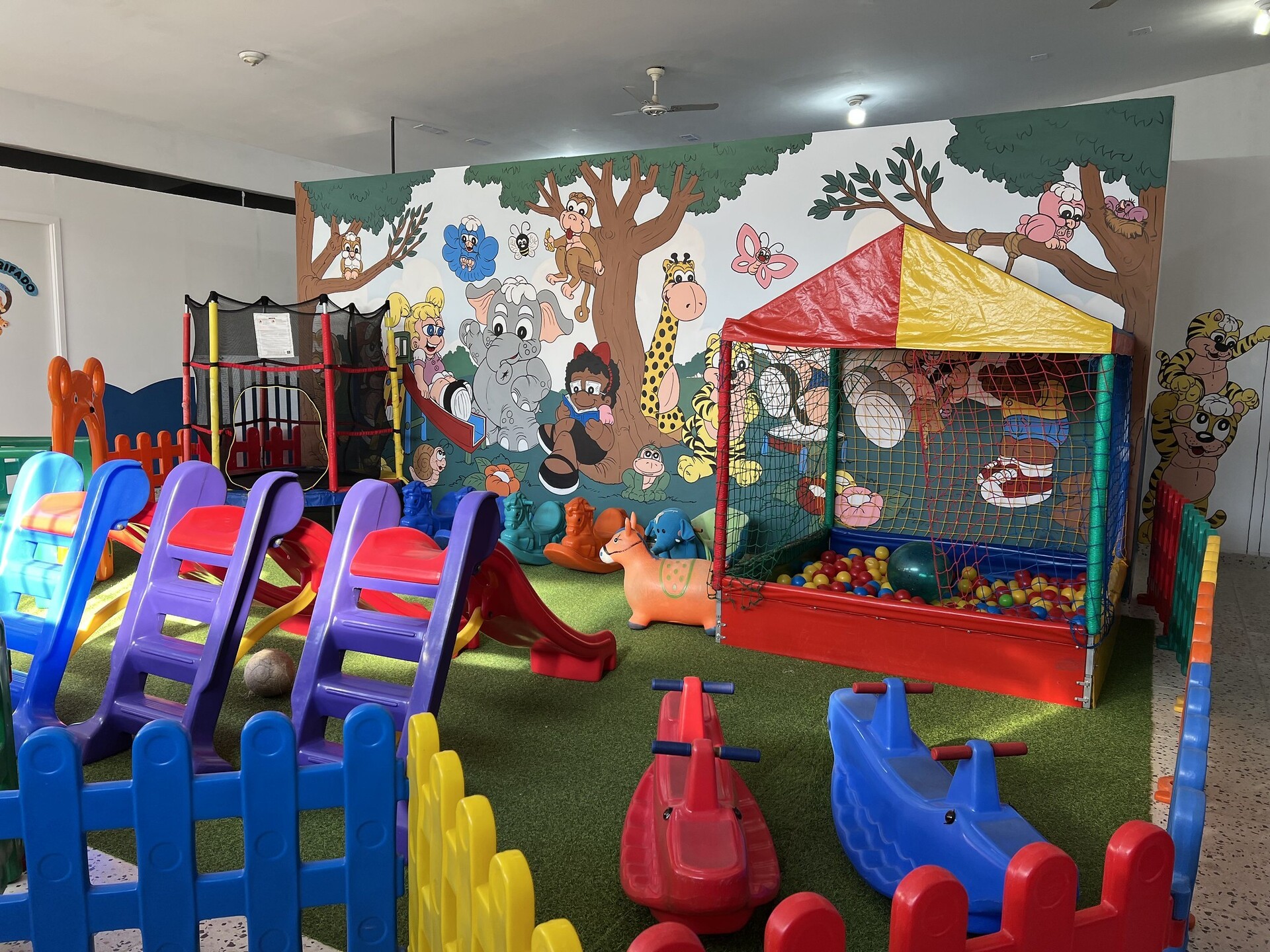 Instalada na Avenida Osvaldo Aranha, 800, no Jardim Maravilha, em Vicente de Carvalho, o Neic Tigrinhos agora conta com cinco salas de aula, três banheiros, refeitório, cantinho da leitura, hortinha, chuveirão e dois playgrounds