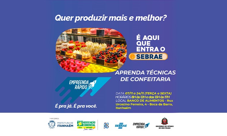 Aulas acontecem entre 07 e 24 de novembro, de forma presencial