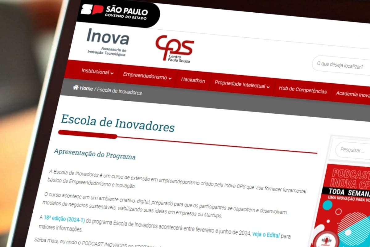 Interessados devem fazer a inscrição pelo site da Inova CPS e selecionar a Etec ou a Fatec mais próxima de sua residência