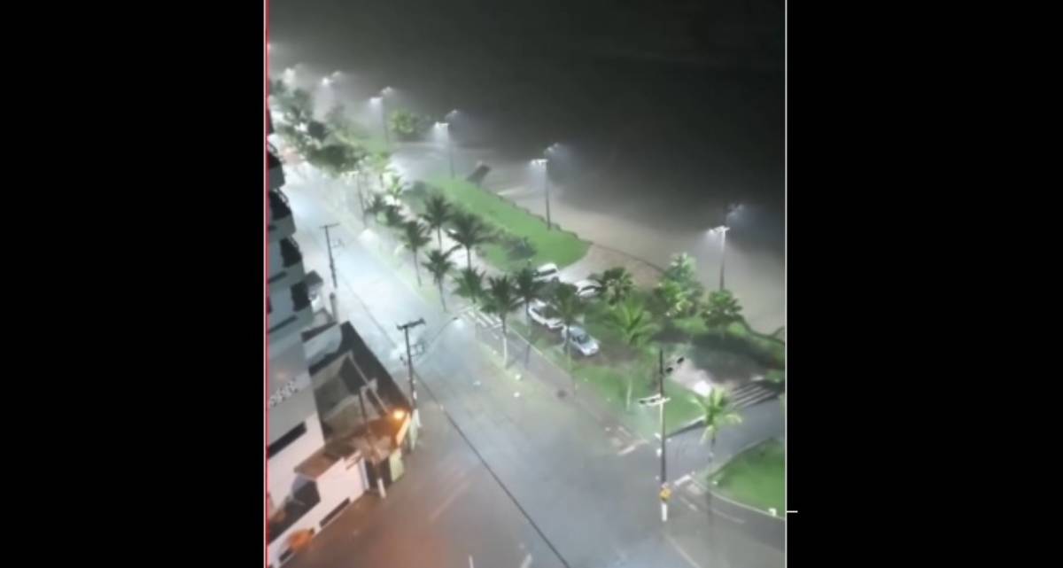 A cidade de Praia Grande foi uma das mais afetadas; imagens da orla da Vila Caiçara