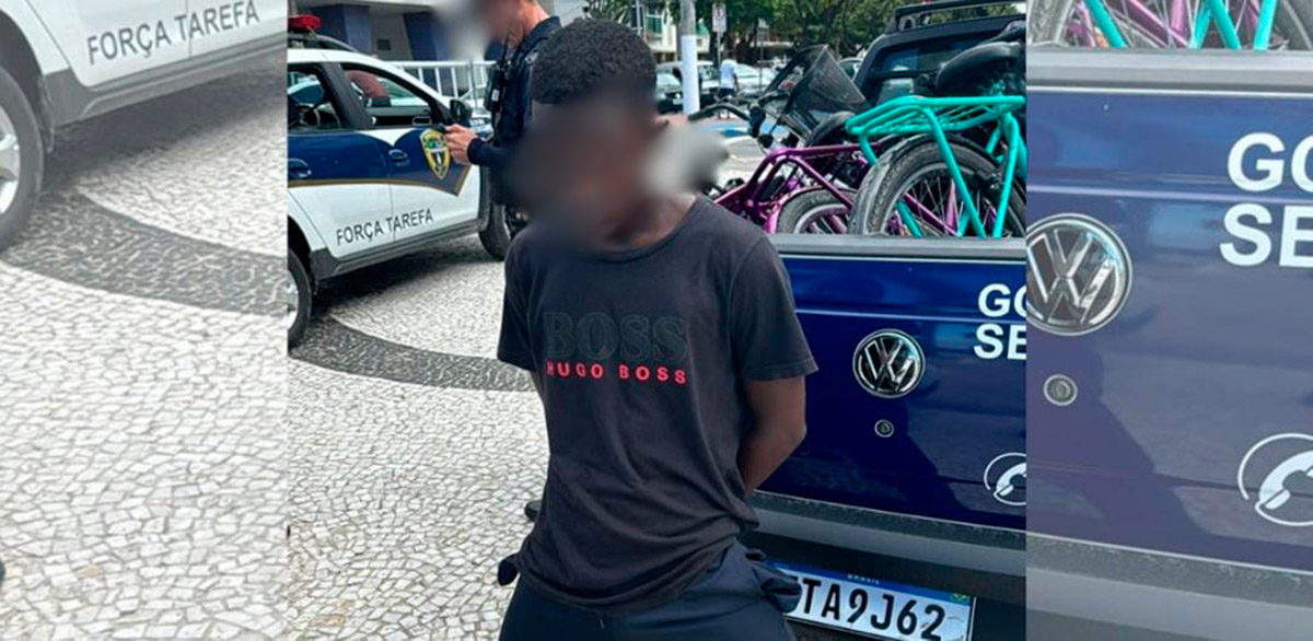 O homem foi filmado roubando uma corrente de ouro