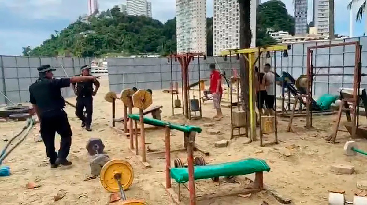 A academia fica na Praia do Itararé, próximo à Ilha Porchat; local chegou invadido na pandemia