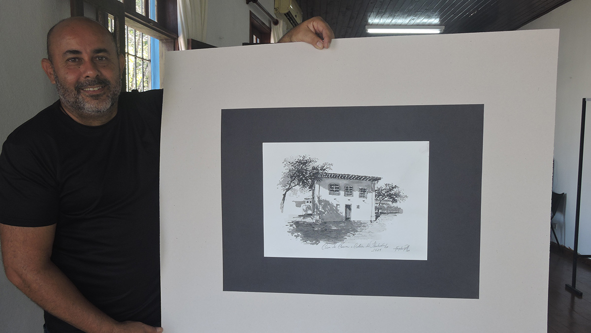 Dez telas mostram as Casas de Câmara e Cadeia de Itanhaém e da região, no Museu Conceição em Itanhaém