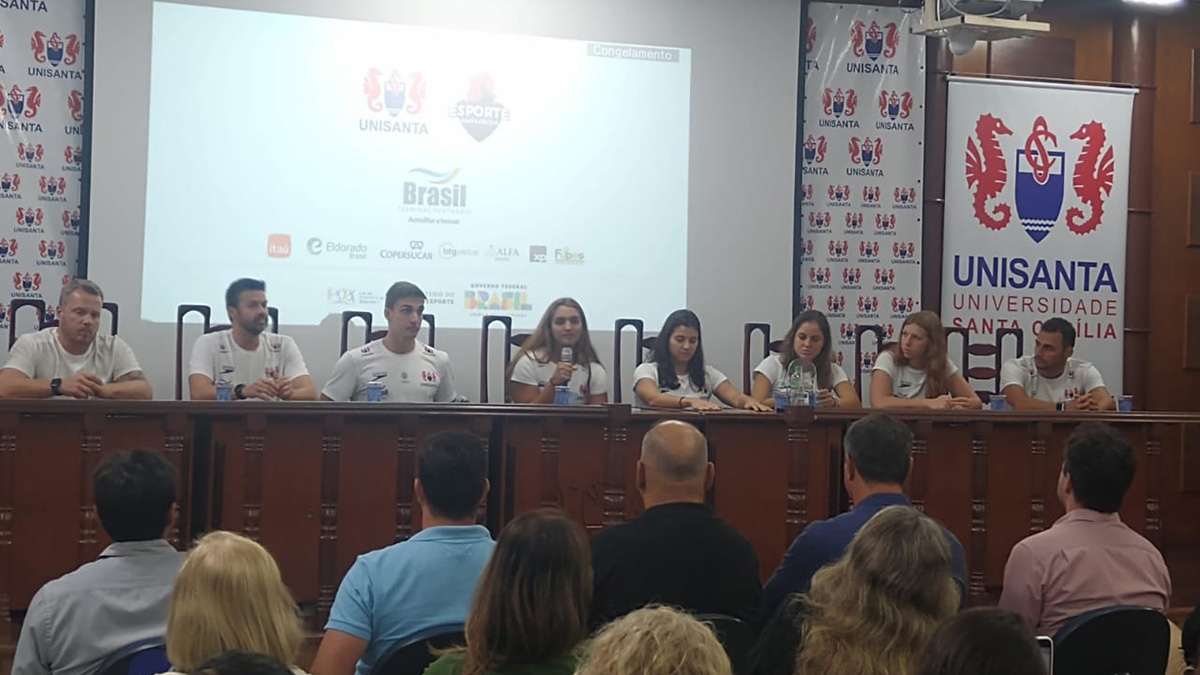 A Universidade Santa Cecília apresentou oficialmente o time de natação classificado para os Jogos Olímpicos de Paris 2024
