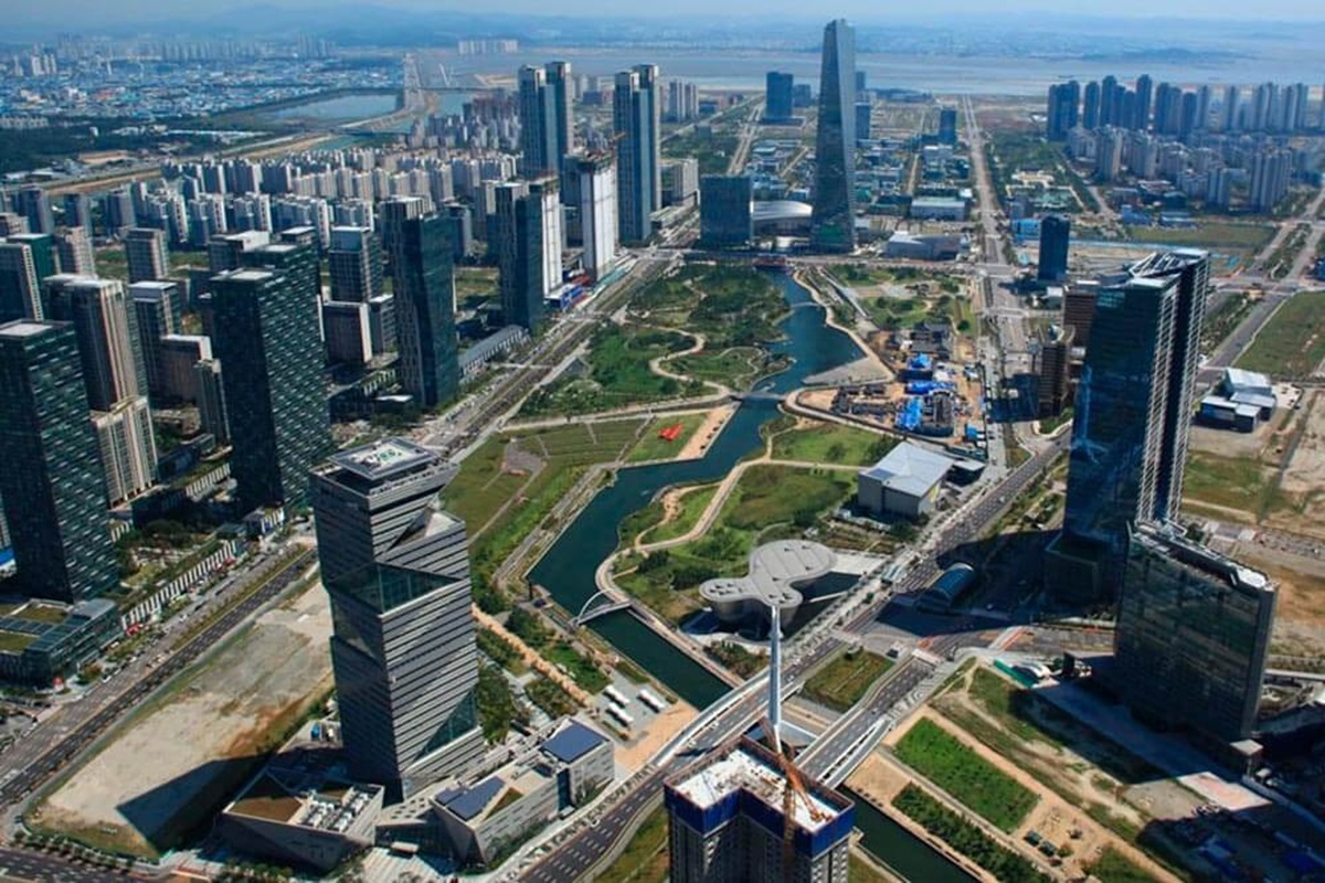 Songdo, na Coréia do Sul, é um exemplo de metrópole futurista