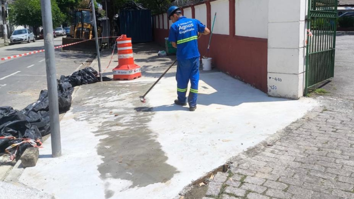 Os trabalhos de concretagem atendem esta semana ao trecho entre as vias Bernardino de Campos e São Paulo