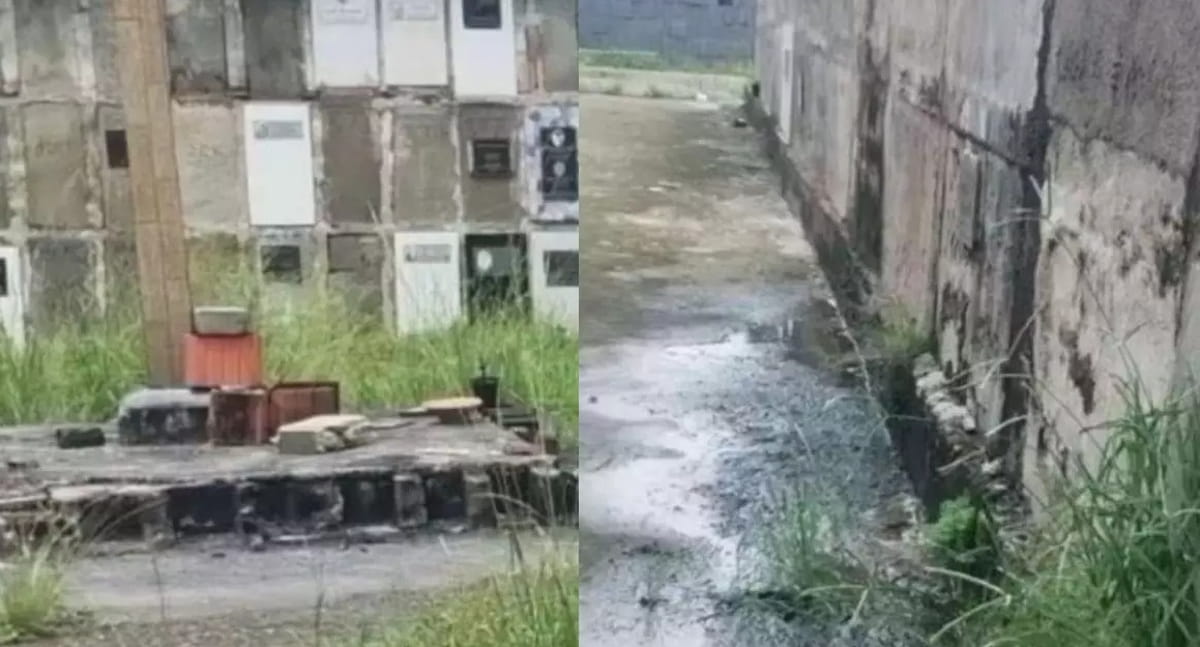 Um morador da cidade fotografou o local e relatou que o odor dos vazamentos é insuportável