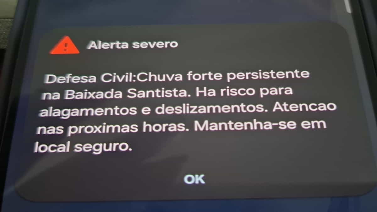 Todo celular conectado a uma antena de telefonia e recebendo sinal 4G e 5G recebe a mensagem de alerta