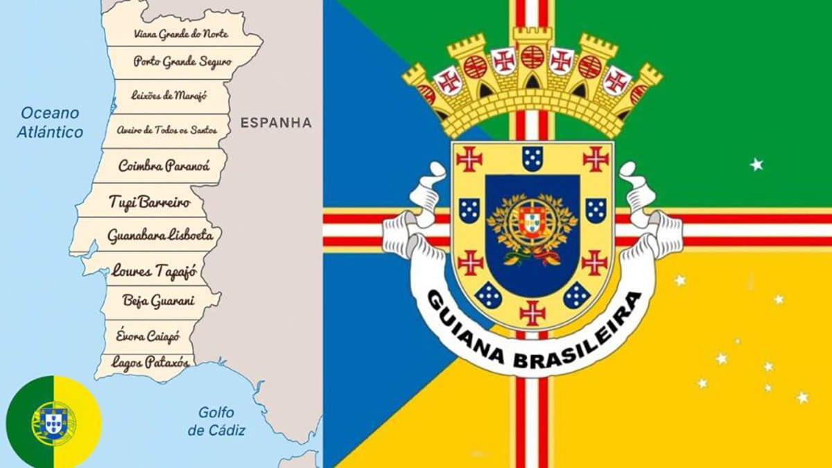 A piada trata Portugal como se fosse um território do Brasil fora da América