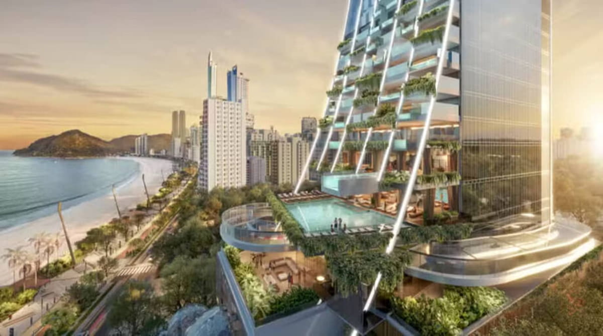A Torre Sena tem altura projetada de 544 metros e ficará no Balneário do Camboriú