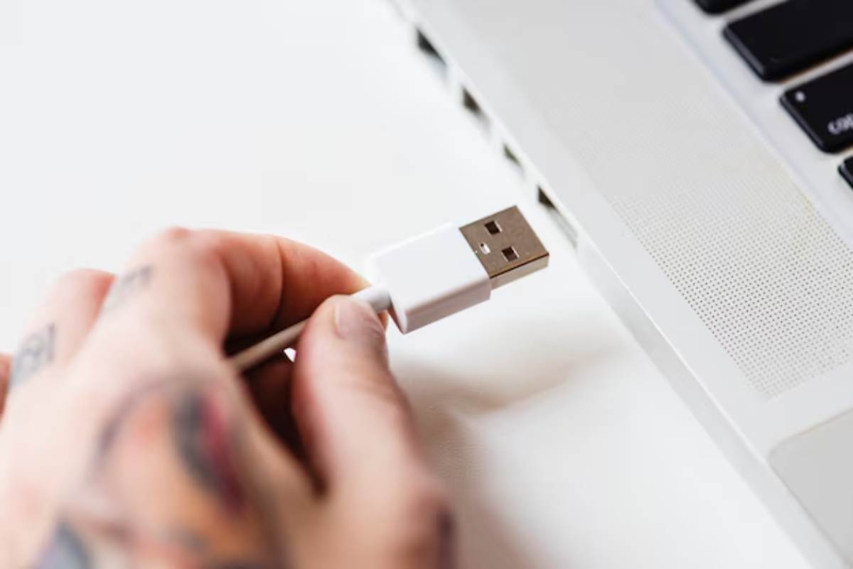 O modelo USB Tipo-A tem dois buracos com funções importantes