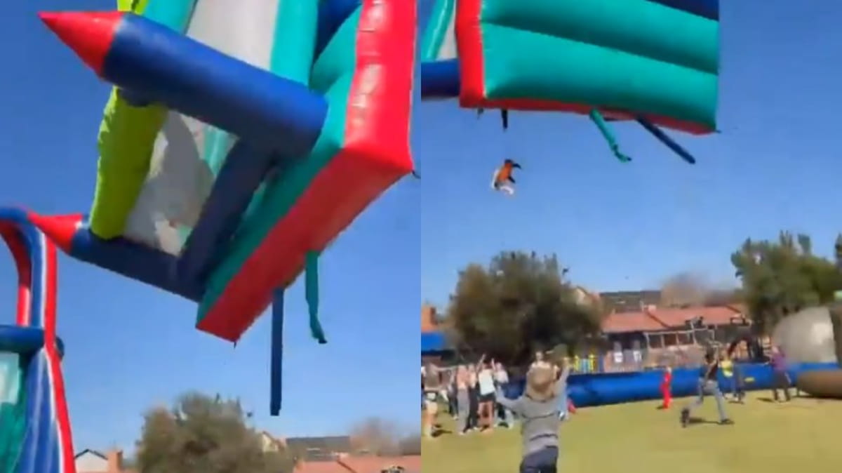 Vídeos gravados no local sugerem que o castelo inflável não estava fixado corretamente
