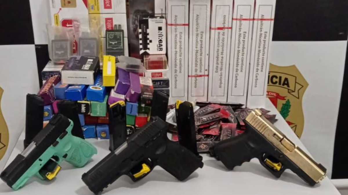 No endereço residencial, os policiais civis localizaram três armas curtas