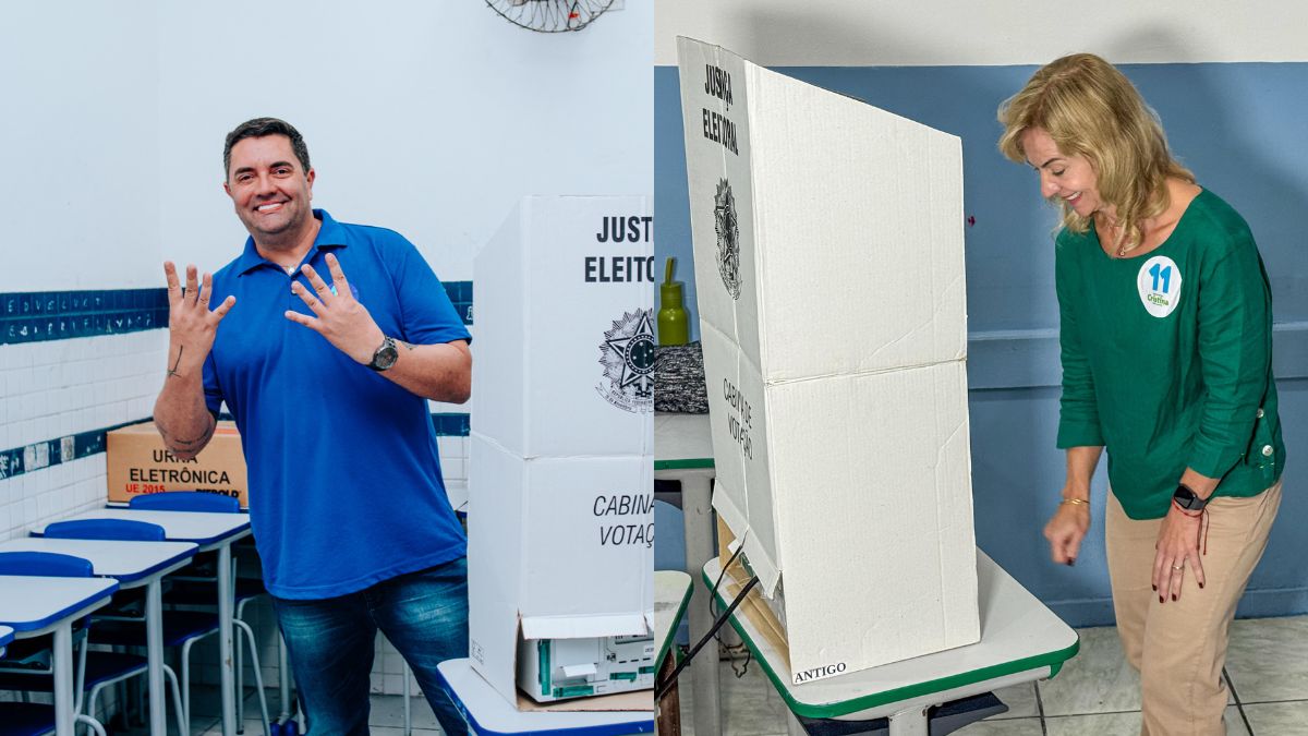 Rodrigo Casa Branca votou às 10h30 e Cristina Wiazowski votou logo depois, aproximadamente às 11h.