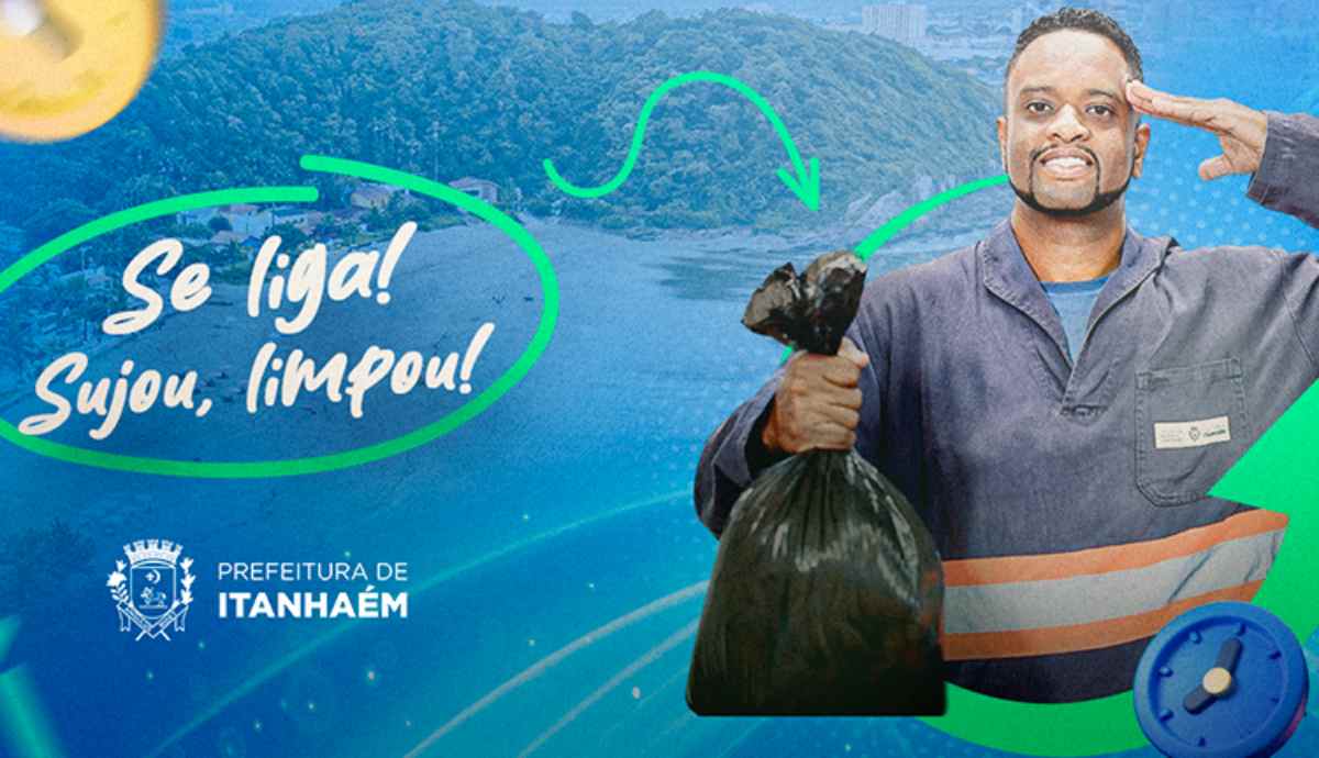 A campanha também reforça a importância da coleta seletiva