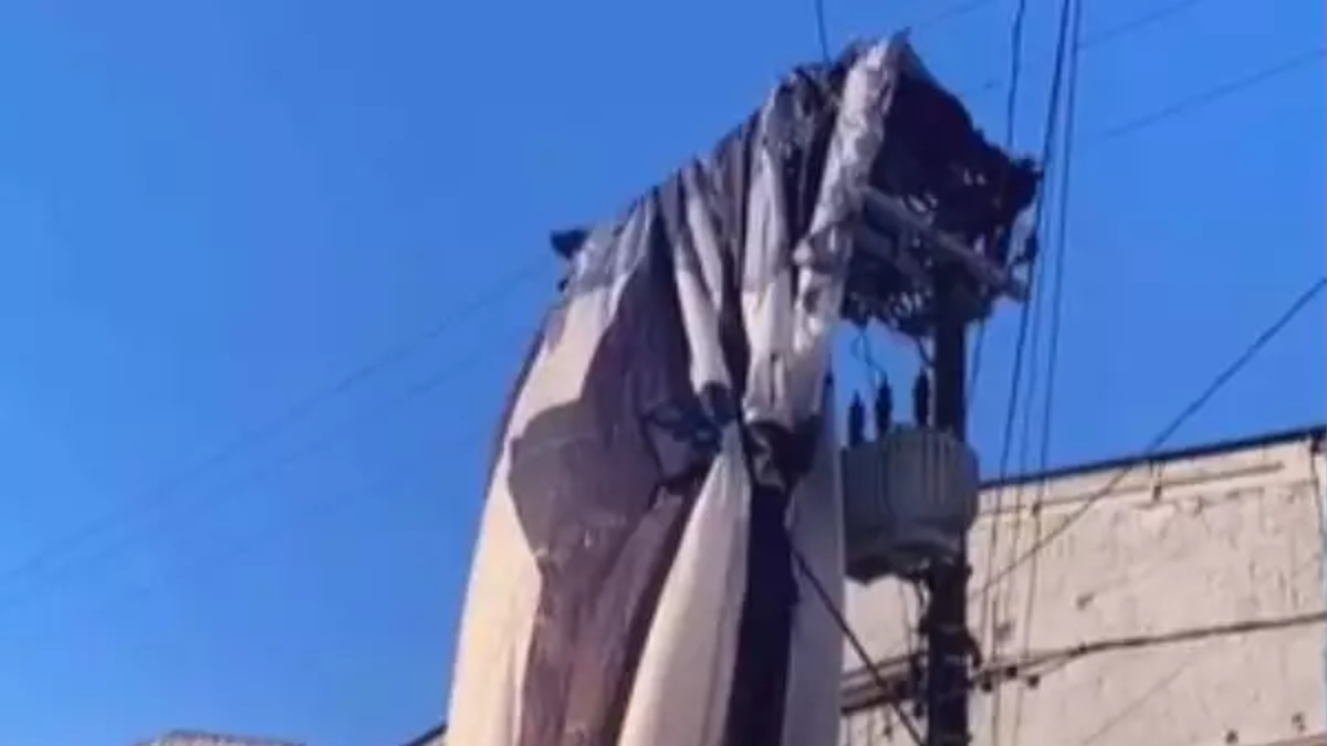 O balão caiu em Mongaguá, na Rua Santa Cecília, atrás de um supermercado