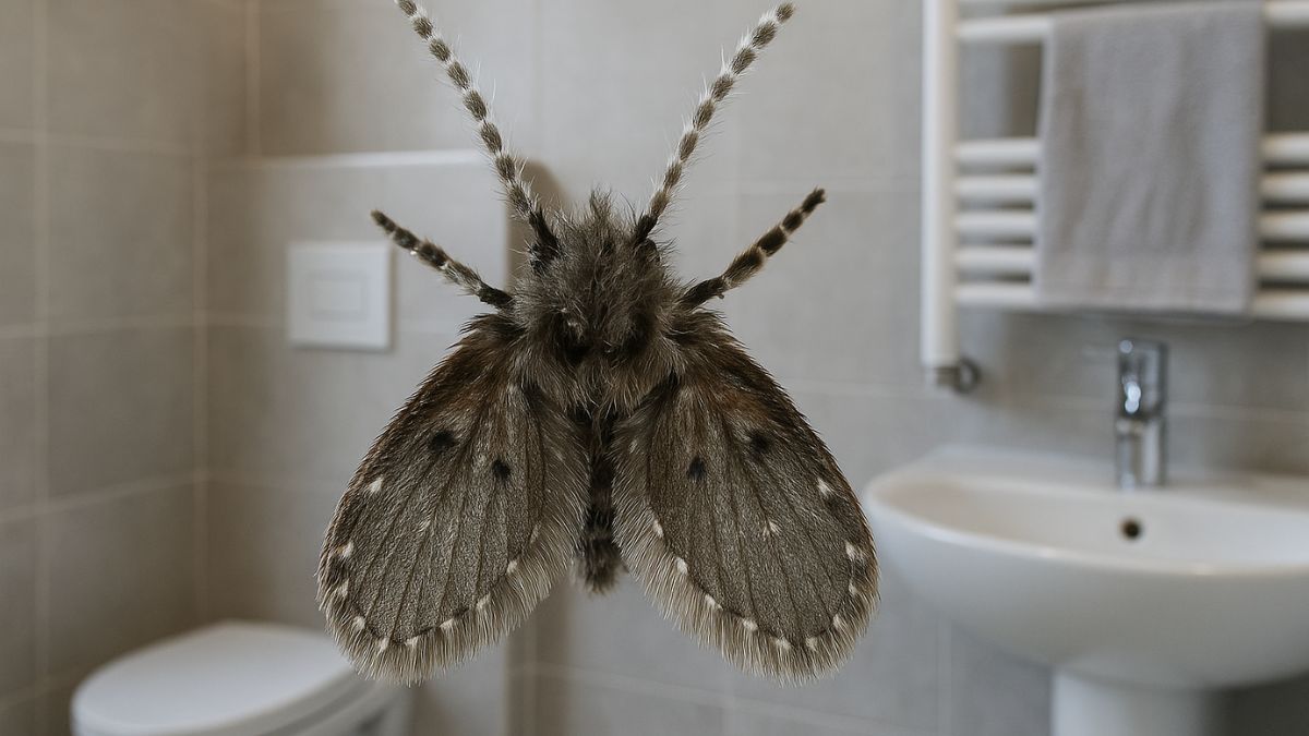 A mosca-de-banheiro (Psychoda cinerea) é presença frequente em ralos e azulejos, discreta e inofensiva, mas pode indicar que está na hora de reforçar a limpeza