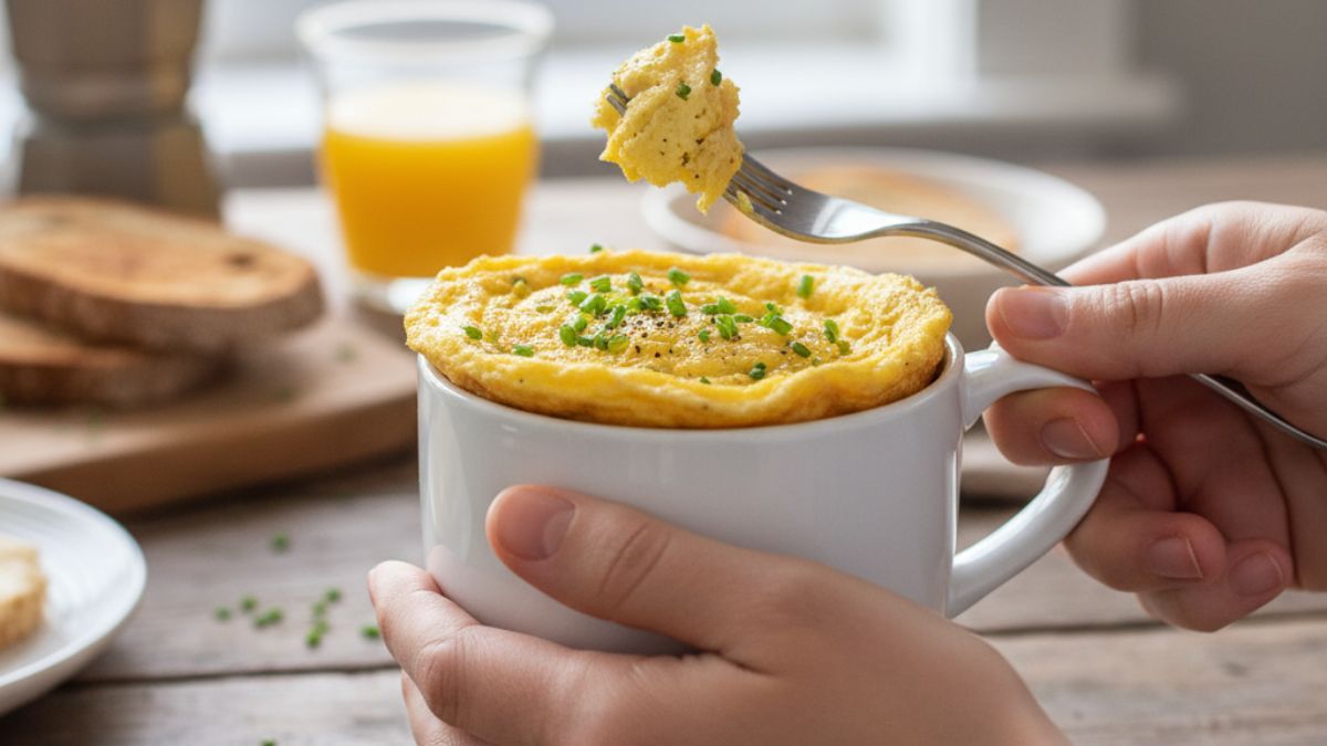 Omelete de micro-ondas na xícara: prática, saudável e pronta em poucos minutos