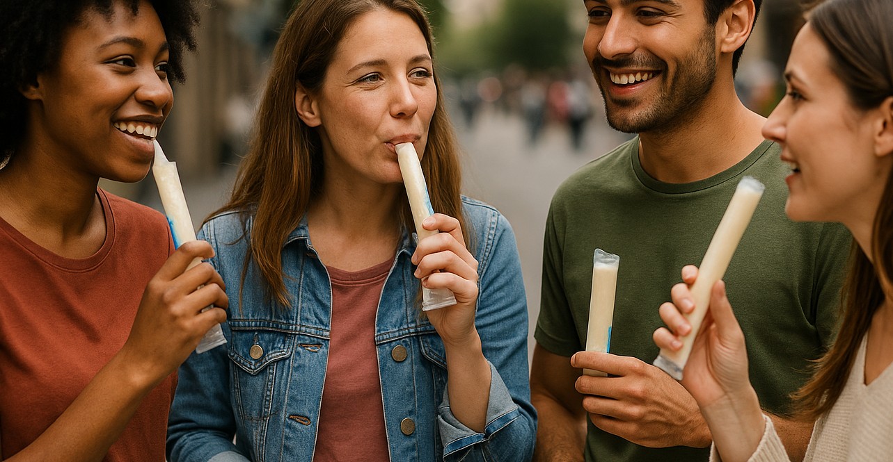 Amigos conversam enquanto saboreiam o Icegurt / Foto ilustrativa