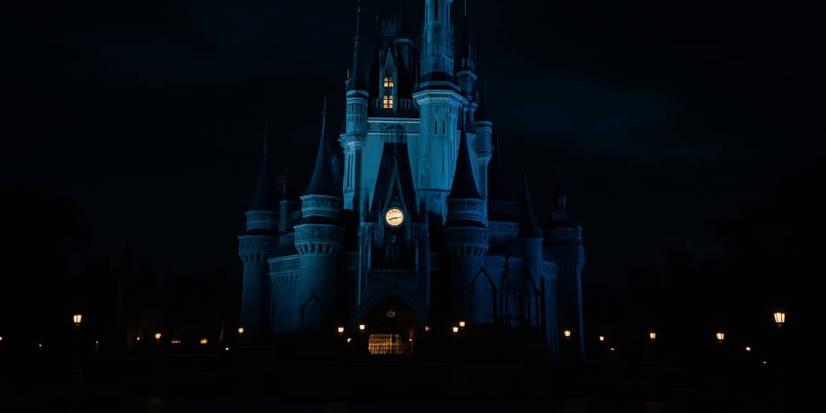 O famoso Castelo da Disney de madrugada, sem visitantes e personagens / Foto meramente ilustrativa