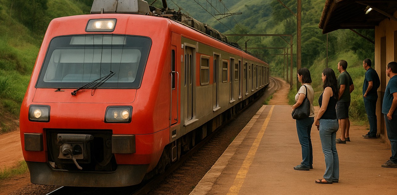 Trem da CPTM para em