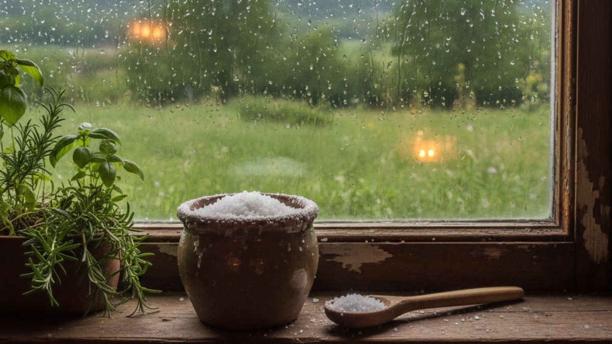 Recipientes com sal próximos às janelas ajudam a reduzir a umidade e evitar o mofo nos dias frios