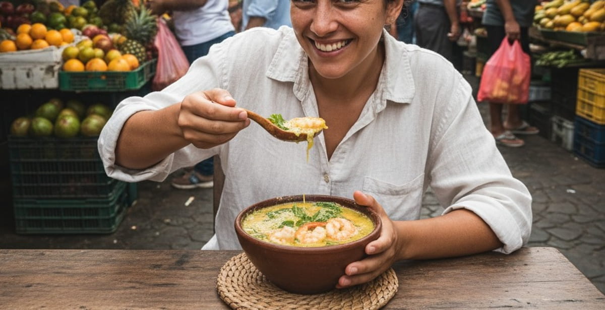 O tacacá, servido em cuias nas calçadas de Belém, é uma verdadeira experiência sensorial com tucupi, goma, camarões e jambu