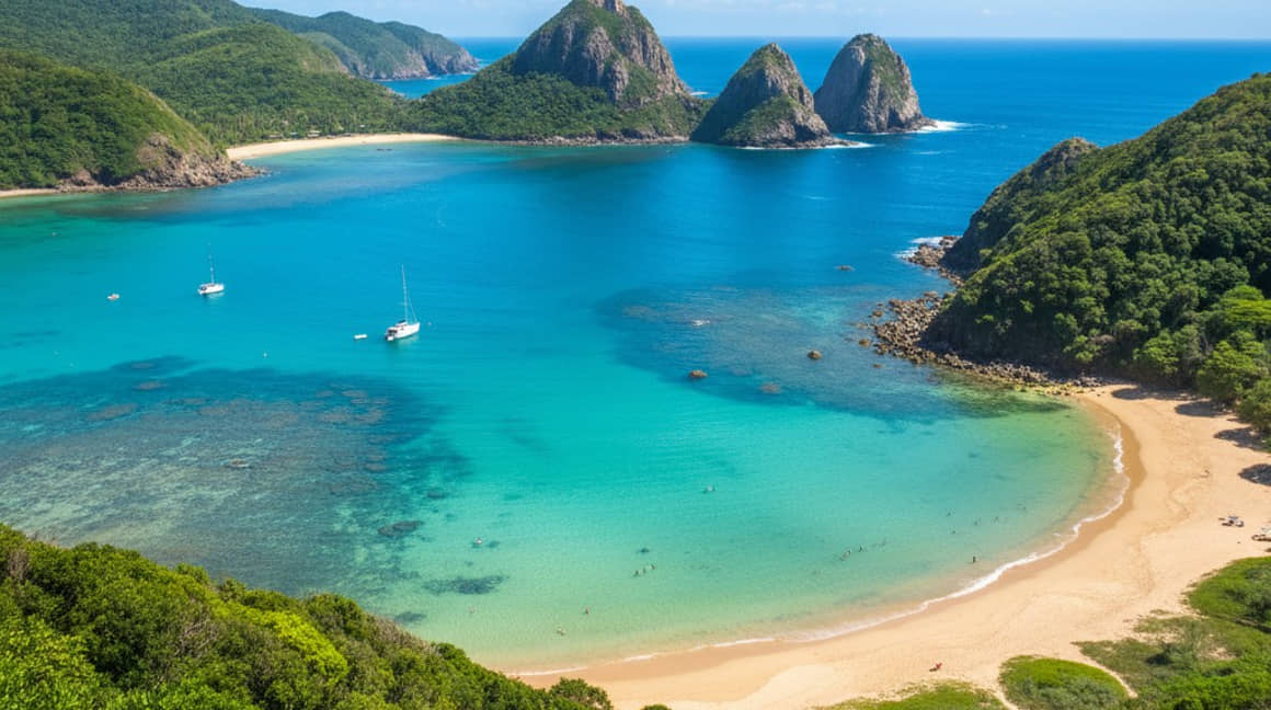 Parte do arquipélago de Fernando de Noronha visto de cima / Foto ilustrativa