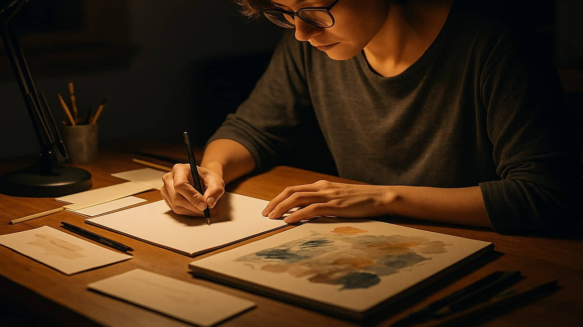 Artista começa a fazer o seu trabalho criativo após meia-noite