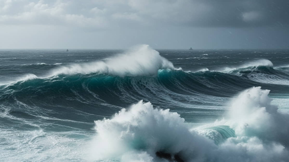 Ondas gigantes no meio do oceano são capturadas por satélites