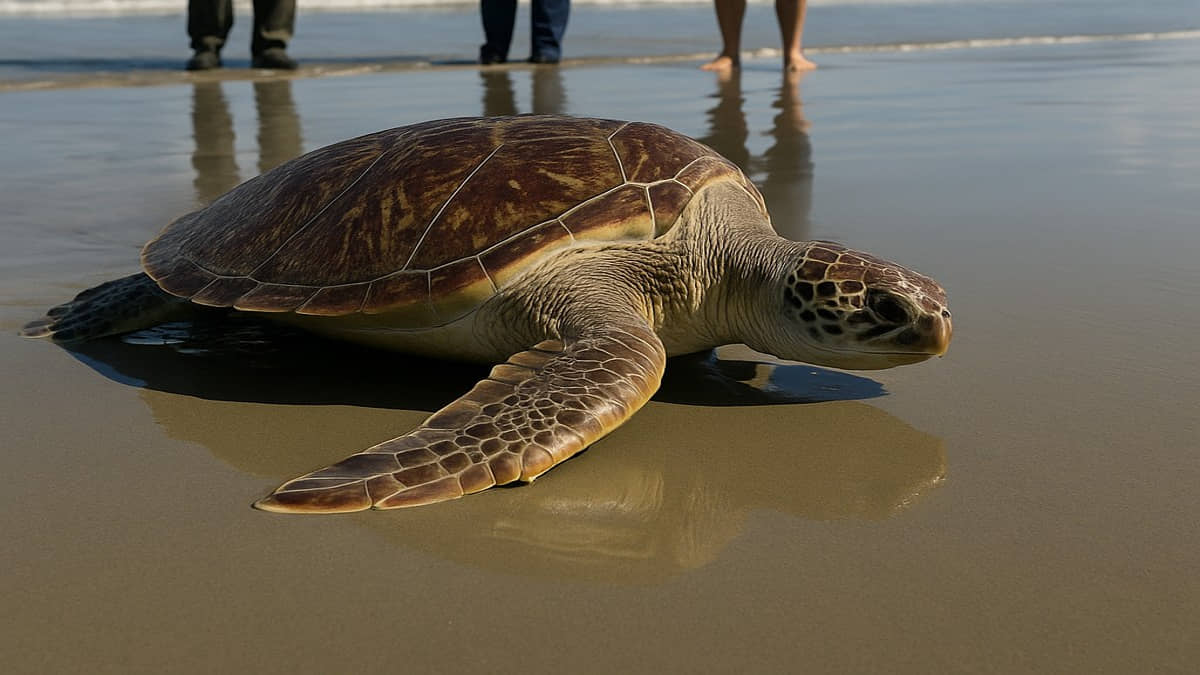 Tartaruga marinha é devolvida ao mar após ser tratada