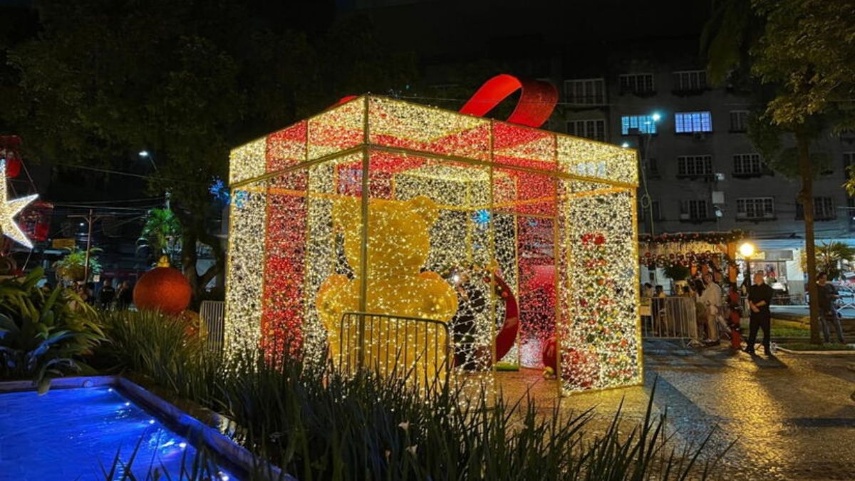 Luzes, cores e elementos gigantes dão o tom do Natal que vai transformar Santos em um grande cenário festivo