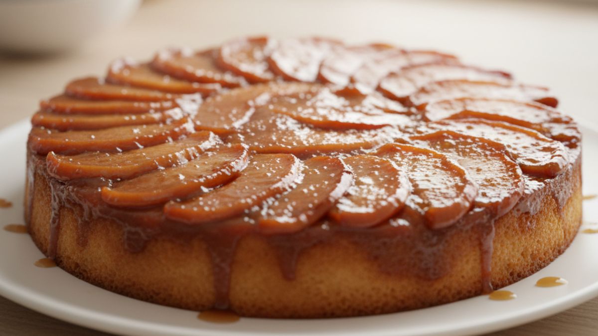Bolo invertido de maçã com caramelo: simples de preparar, aromático e com aquele brilho irresistível que conquista no primeiro pedaço