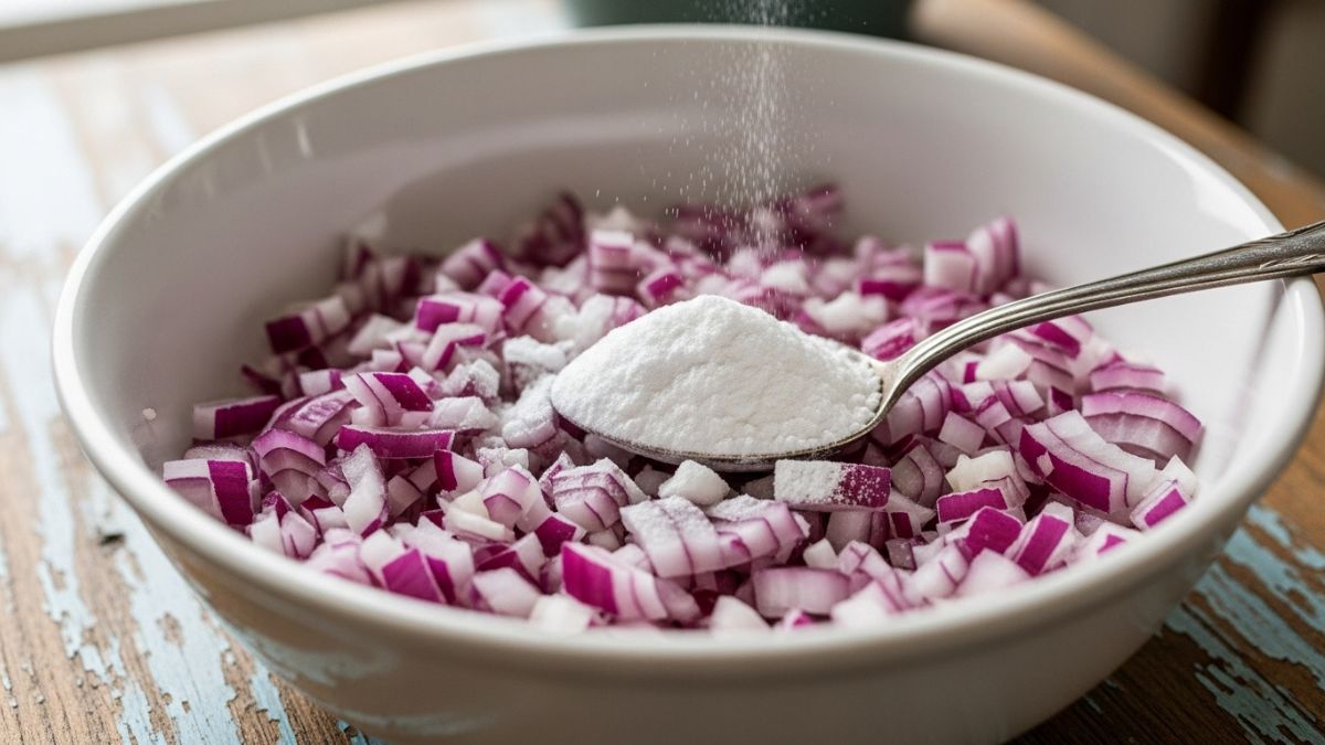 O bicarbonato de sódio e a cebola são ingredientes simples que podem ter várias utilidades domésticas