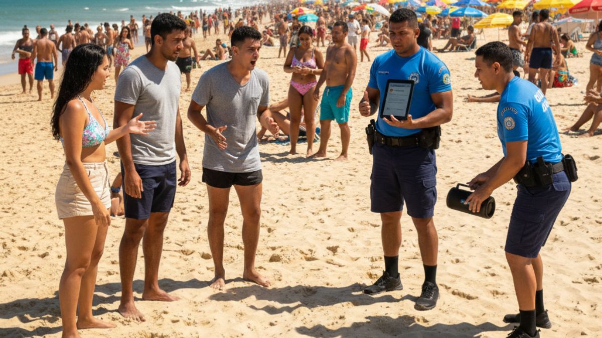 Litoral de São Paulo aplica leis rigorosas que proíbem o uso de caixas de som