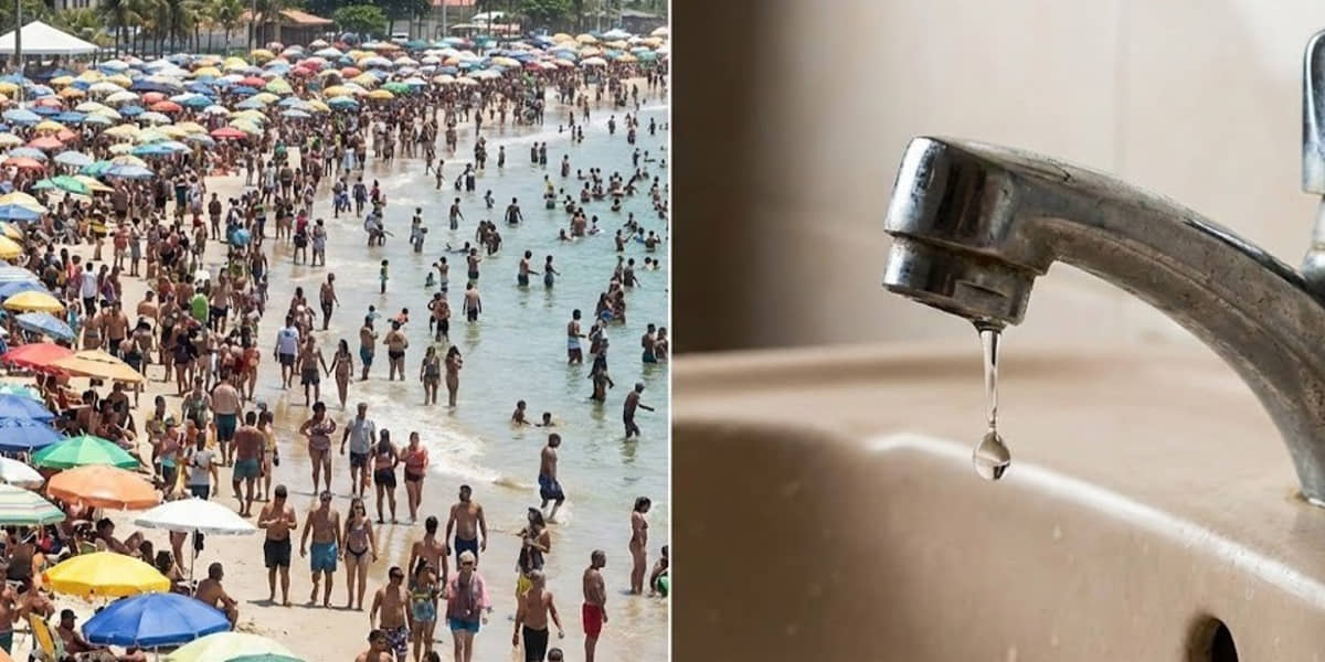 Praias lotadas, onda de calor e reservatórios com problemas no litoral de SP