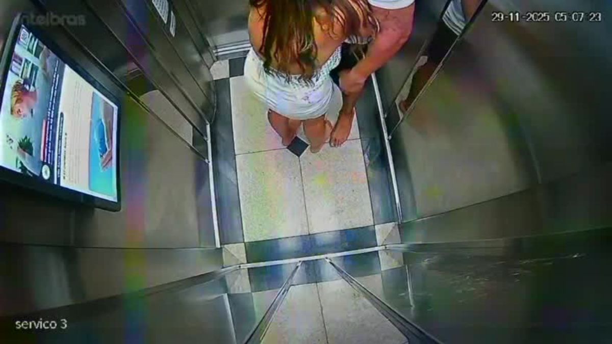 Imagens da câmera do elevador mostram cenas de violência