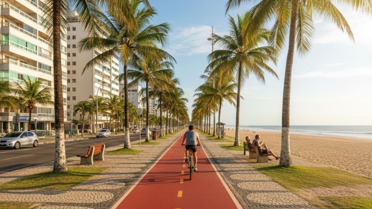 Maior ciclovia à beira-mar do Brasil curiosamente fica a poucos minutos do maior jardim à beira-mar