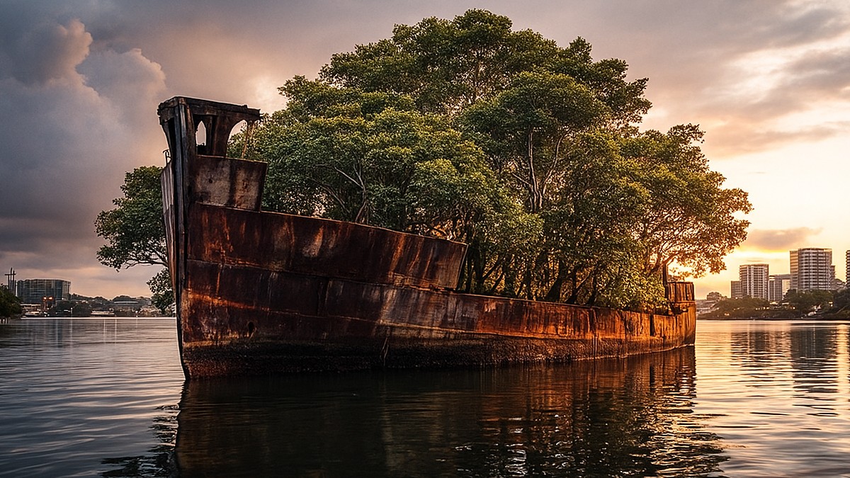 O SS Ayrfield é hoje a única floresta no meio do mar que existe no planeta